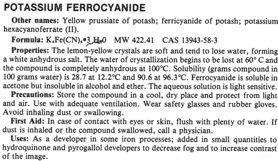 PLI Potassium Ferrocyanide